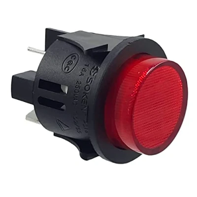 Bild av Tryckbrytare PS18 16 installation ø 25 mm 250 V A röd, upplyst push PÅ AV, platt plugg 6,3