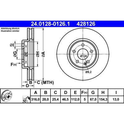 Bild av Bromsskiva Ate 24.0128 0126.1