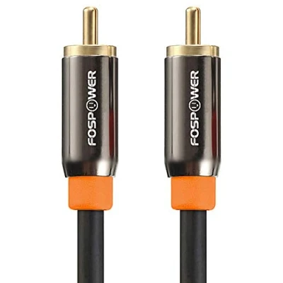 Bild av Digital ljudkoaxialkabel (0,9 m/3 fot), FosPower [24K guldpläterad] enkel koaxialkabel för S/PDIF digitalt ljud, kompositvideokabel, hemmabio, HDTV, subwoofer, Hi Fi system