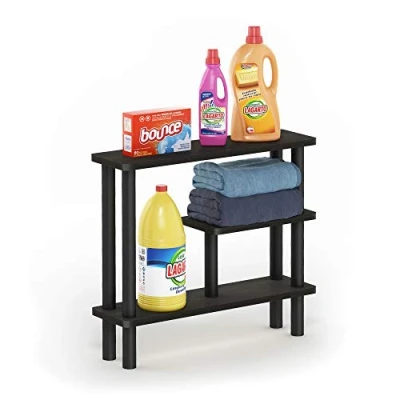 Bild av Furinno Turn N Tube smal platsbesparande förvaringshylla, espresso/svart, 53 (B) x 46,6 (H) 14,5 (D) cm