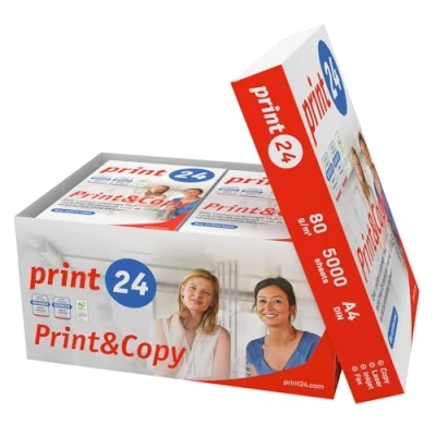 Bild av print24 skrivarpapper kopieringspapper 5 000 ark 10 x 500 A4 80 g premium vit testvinnare PEFC