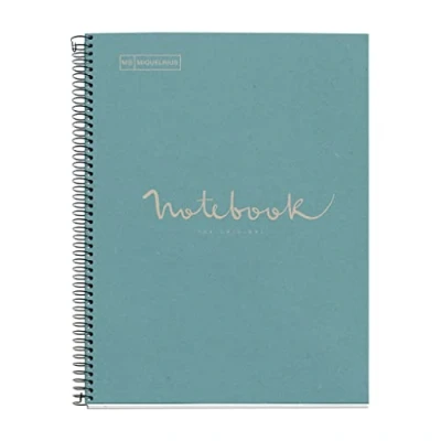 Bild av Miquelrius Notebook A4 Kvadrat Känslor 100% Återvunnet, 1 Remsa av Färg, 80 Ark 5 mm, Papper g Mikroperforerat med 4 borrar för ringar, lock kartong, kol, Ecoazul