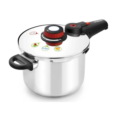 Bild av Monix Selecta snabb tryckkokare på 9 liter med matväljningssystem och automatisk stängning, tillverkad av 18/10 rostfritt stål.