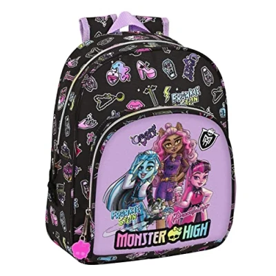 Bild av Safta M609 MONSTER HIGH Barnryggsäck, perfekt för barn i olika åldrar, bekväm och mångsidig, kvalitet styrka, 28 x 10 34 unisex (1 pack), svart, Estándar, Avslappnad