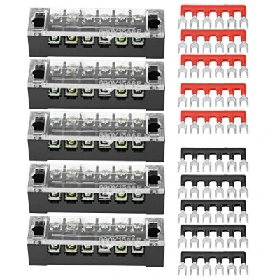 Bild av Skruvterminalblock med dubbel rad 6 positioner 600 V 15 A +12 kopplingsskena för förisolerad terminal
