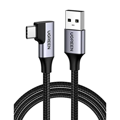 Bild av UGREEN USB C till 3.0 Laddningskabel 90 Graders typ Kabel Datakabel 5Gbps Vinkel Kompatibel med Galaxy S21 S20 S10 S9 A51 A52 A21s A20e P30 Lite Mi 9, etc. (1M)