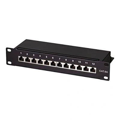 Bild av LogiLink Professional Cat.6A (500 MHz) patchpanel distributionsfält, 10 tum, STP (skärmad) 12 port (RJ45)