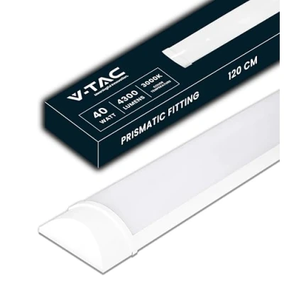 Bild av V TAC våtrum, LED, 120 cm 40 W med Samsung chip, rektangulär lampa, 4300 lumen, IP20 för vägg, garage, butik LED rör prismatisk taklampa, ljus, 3 000 K, varmvit