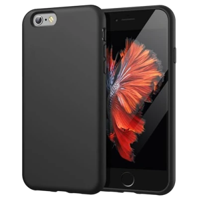 Bild av JETech Silikonskal för iPhone 6s/6 4,7 Tums, Silky Soft Touch Skyddsväska Hela Kroppen, Stötsäkert Skal med Mikrofiberfoder (Svart)