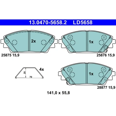 Bild av ATE 13.0470 5658.2 Jeu de plaquettes frein avec indicateur d&#039;usure accessoires MAZDA: CX 3, 3 3/5 portes, 30