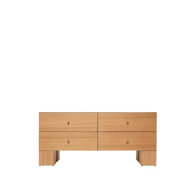 Bild av Ferm Living Kuben Drawers Byrå 2x2 Natural Oak Veneer W135 x D45 H62.5 CM