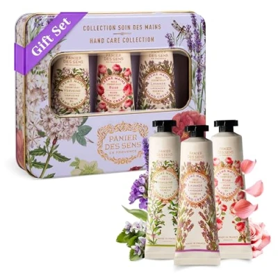 Bild av Panier des Sens Presentask för kvinnor Trio av fuktgivande handkräm Verbena, rosa och lavendel presentidé tillverkad i Frankrike presentset henne 97 % naturliga ingredienser