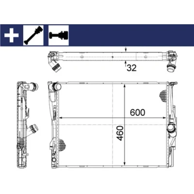 Bild av MAHLE ORIGINAL CR 1087 000S radiateur du moteur 600 458 32 avec accessoires vis/boulons Grille de soudée BMW: 3 Berline, Touring