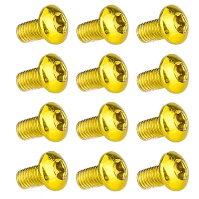 Bild av TAKONE Cykelbromsskivor, 12 stycken M5 x 10 mm eloxerade cykelskivbromsskruvar, T25 cykelrotorskruv för MTB, vägcykel, mountainbike (guld)