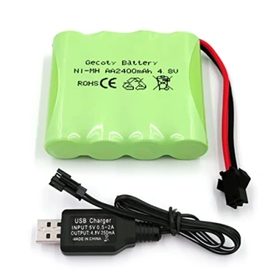 Bild av Gecoty® 4,8 V 2 400 mAh uppladdningsbart NI MH AA batteripaket med laddningskabel (SM kontakt)