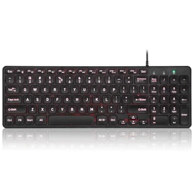 Bild av Perixx PERIBOARD 333B Wired Backlit USB tangentbord x typ Scissor tangenter Compact 35 4,57 tum Big Print Letters White US English QWERTY..