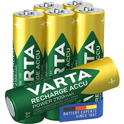 Bild av VARTA Rechargeable Accu Power förladdad AA Mignon Ni Mh batteri (6 pack. 2100 mAh), laddningsbart utan minneseffekt kan användas direkt