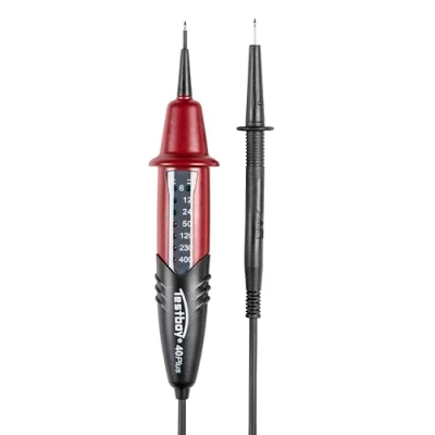 Bild av Testboy 40 Plus spänningsmätare, från 6 till 400 V AC/DC, (robust hölje, gummerat greppområde, CAT III V, IP 65, 8 lysdioder, hölje av ABS plast), röd/svart
