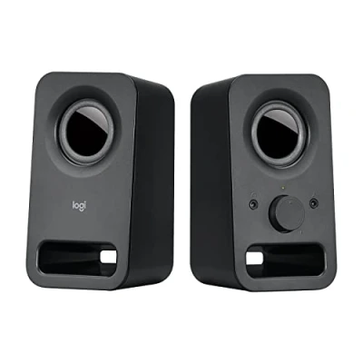 Bild av Logitech Z150 PC högtalare, stereoljud, 2 6 watt toppeffekt, 3,5 mm ingång, regulator på höger hörlursuttag, UE kontakt, PC/TV/mobiltelefon/surfplatta svart