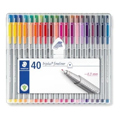 Bild av STAEDTLER Fineliner triplus, ergonomische Dreikantform, hohe Qualität Made in Germany, superfeine Spitze, Set mit 40 brillanten Farben, Linienbreite 0.3 mm, 334 SB40