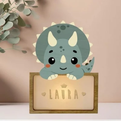 Bild av WONDEE personlig Triceratops nattlampa för spädbarn och barn present pojkar flickor sänglampa dekoration bebisrum
