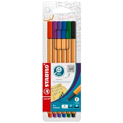 Bild av Fineliner STABILO point 88 Förpackning med 6 Blandade färger