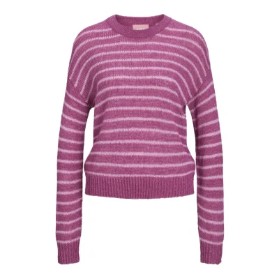 Bild av JJXX Jxpenelope CREW NECK Stickad tröja, Storlek: Small, Fuchsia red stripesmoonlite mauve