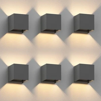Bild av ledscom.de 6 st. vägglampa CUBEL för utomhusbruk, IP65, upp /nedljus, antracit matt, kantig, 1x G9 max. 10W