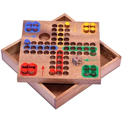 Bild av LOGOPLAY Ludo Litet resespel 16 x cm tärningsspel brädspel av trä med kontakter