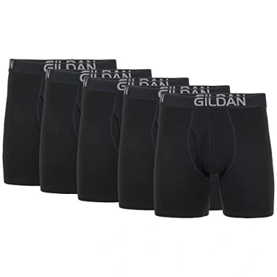Bild av Gildan herr Boxerkalsonger Cotton Stretch Boxer Brief, Multipack, Svart sot (5 pack, vanligt ben), XXL