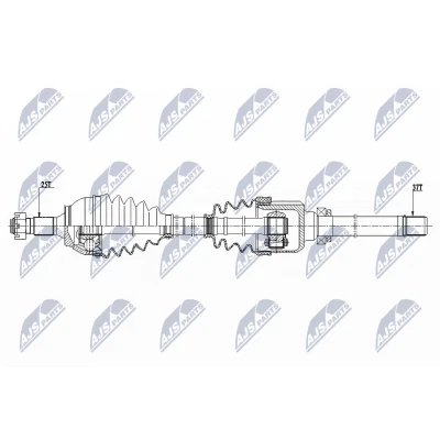 Bild av NTY NPW CT 081 Arbre de transmission Essieu avant droit 940, 349 PEUGEOT: 3008 I, 308 I 3/5 portes, 5008 CITROËN: C4 II 5 DS4 portes