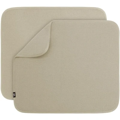 Bild av S&amp;T INC Disktorkmatta, mycket absorberande mikrofiber köksbänk matta värdepaket, disktorkdyna för disk, redskap, krukor och stekpannor, stor 40 cm x 45 cm, ren kashmir, 2 pack