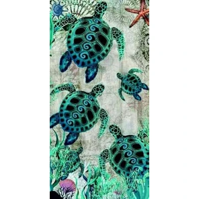 Bild av Miracle Home. Havssköldpaddor mikrofiberhandduk, 100% polyester, 95 x 175 cm. 11850