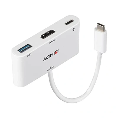 Bild av Lindy USB 3.1 typ C till HDMI omvandlare med A port och strömförsörjning