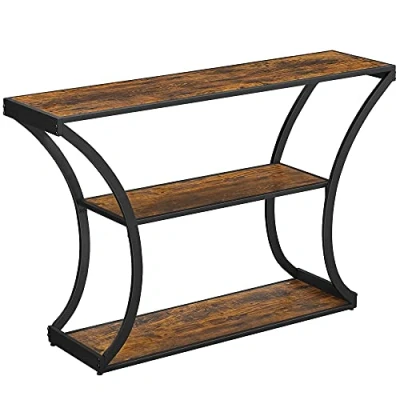 Bild av VASAGLE Konsolbord, entrébord, böjda ben, förlängd bordsskiva, för vardagsrum, hall, sovrum, industriell stil, rustik brun och svart LNT089B01