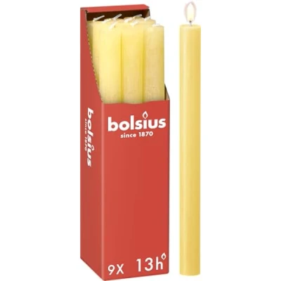 Bild av Bolsius Dinner Candle Rustic Sunny Yellow 27 cm 9 Pieces
