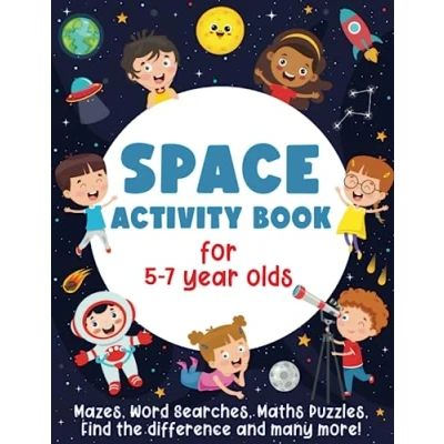 Bild av Space Activity Book For 5 7 Year Olds: Mazes, Word Searches, Maths Puzzles, Find the Difference and many more!