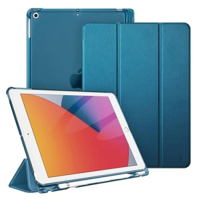 Bild av FINTIE fodral kompatibelt med iPad 9:e generationen 2021 10,2 tum/8th 2020/7th 2019 [Pencil Storage] transparent Mate tunt och lätt fodral, blågrönt
