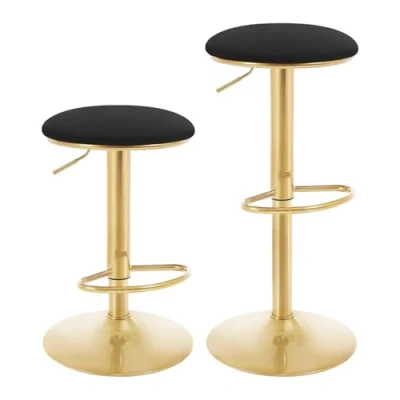 Bild av WOLTU Uppsättning av 2 barstolar med fotstöd ergonomisk 360 vridbar pall höjdjusterbar diskpall för Bistro kök bar café 6182 cm BH302 sz
