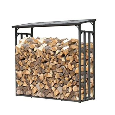 Bild av QUICK STAR metall kamin trä hylla antracit XXL 185 x 70 cm trädgård träunderlag 2,3 m² trälager stapelhjälp utomhus