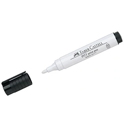 Bild av Faber Castell Konst &amp; Grafisk Pitt Artist Pen Bullet Nib 2,5 Indien Bläckpenna, Vit, Enkel Penna, för konst, hantverk, ritning, skissning, hem, skola, universitet, färgning