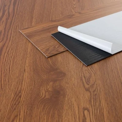 Bild av ML Design Deluxe PVC golv, självhäftande vinylplankor, vinylgolv, 91,5 cm x 15,3 2 mm, tjocklek 6,69 m²/48 plankor, röd ek, brun, trälook, halkfri, vattentät, enkel installation