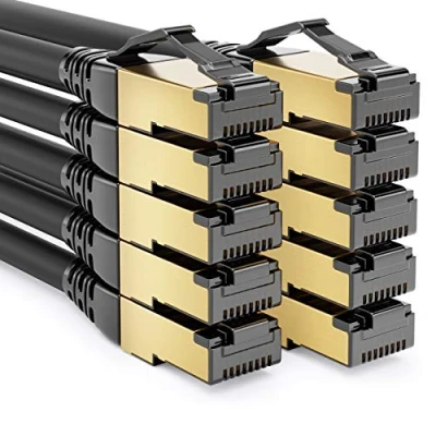 Bild av deleyCON 10x 2m CAT8.1 Patchkabel Nätverkskabel Datakabel S/FTP PIMF 2000MHz 40Gbit RJ45 LAN DSL Kabel CAT.8 Ethernet Kontakt Svart