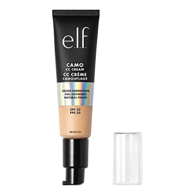Bild av e.l.f. Camo CC Cream, färgkorrigerande foundation med medium till full täckning och SPF 30, vegansk djurförsöksfri, ljus 240 W, 30 g