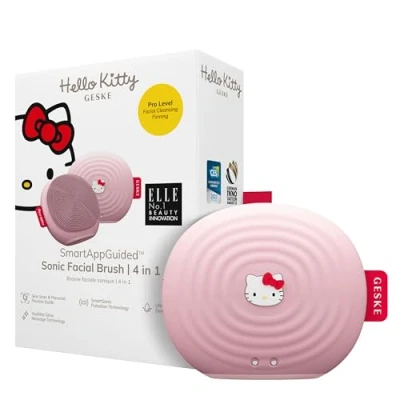 Bild av GESKE x Hello Kitty SmartAppGuided™ Sonic Facial Brush 4 i 1 elektrisk ansiktsrengöringsborste rengöringsborste ansiktsborste hudrengöring hudvård skonsam rengöring
