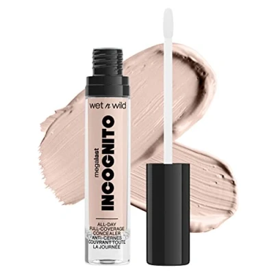 Bild av Wet n Wild, Megalast Incognito Heltäckande Concealer, Sömlös och Rikt Pigmenterad, Byggbar Medium till Full Täckning, Matt Finish, Närande Återfuktande Formel, med Sheasmör, Light Beige