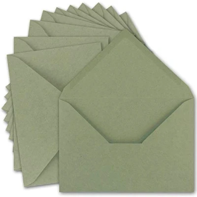 Bild av NEUSER PAPIER 50 x vintage kuvert DIN C5 kraftpapper 120 g/m² 157 225 mm grön återvinning vått lim spetsig flik miljövänlig av GUSTAV