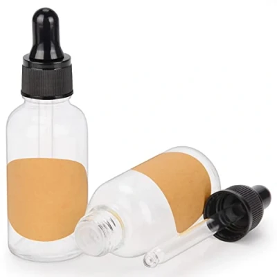 Bild av stonylab Glas Droppflaska 2 Pack, Tom Glasflaska med Konglasdroppare, Inre Propp och Etikett för Eteriska Oljor, Aromaterapidofter (30 ml, Genomskinlig)