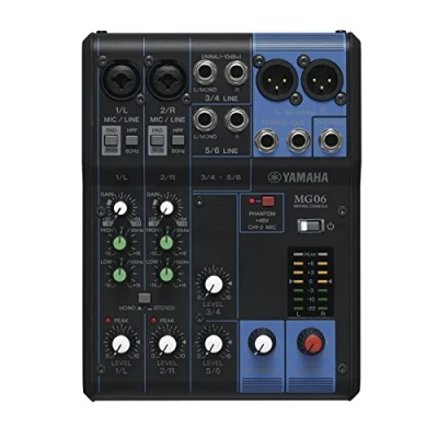 Bild av Yamaha MG06 mixer Kompakt med sex ingångskanaler och D PRE mikrofonförstärkare, i svart