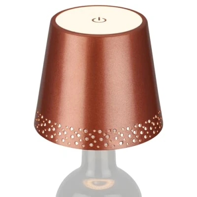 Bild av BRILONER LED flasklampa dimbar, toppsockel LED, bord trådlös, dimbar sänglampa touch, skrivbord, lä, varmt vitt ljus, 11 x 9 cm (DxH), koppar matt